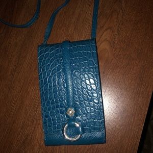 Blue leather cross body